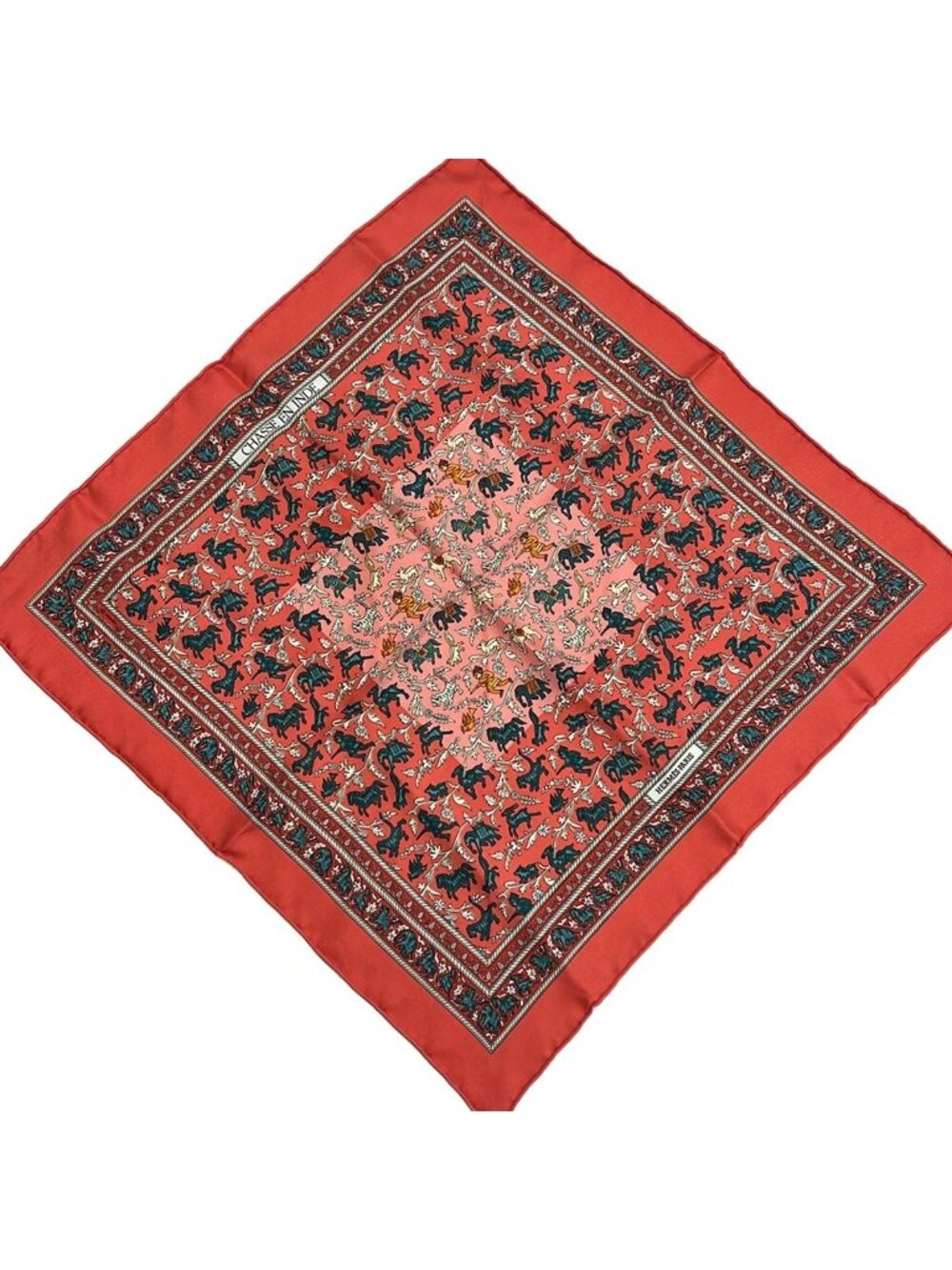 Hermes Scarf Petit Carre Red Pink Chasse en Inde